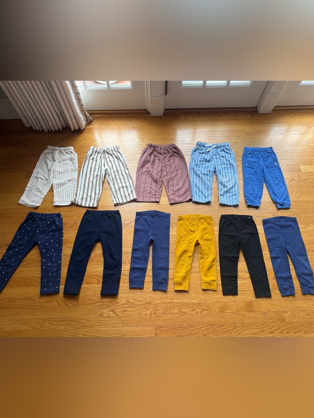 11 Pairs 3T Kids Cotton Pull-On Pants - Mustard, Navy, Black, Blue